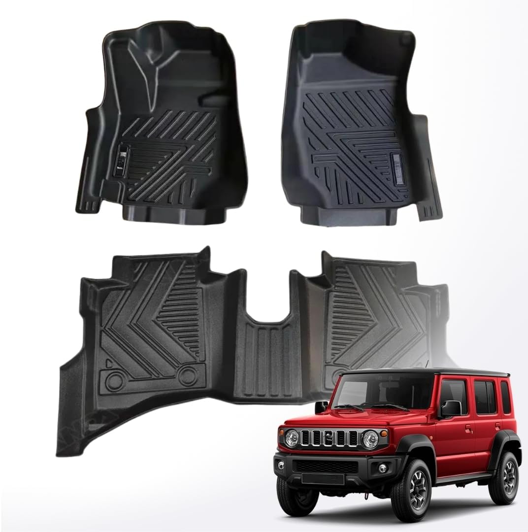 TRX AUTO 3D Car Floor Mats For Suzuki Jimny 5 Door 2018 To 2024 Set Of 3 | With All Weather Protection | Black TPE Car Floor Mats | Compatible with Suzuki jimny 2025 Accessories |