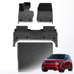 TRX AUTO 3D Car Floor Mats For Range Rover Sport 2022 To 2024 2025 Set Of 4 With Trunk Mat | All Weather Protection | Black TPE Car Floor Mats | Accessories For Range Rover Sport 2025 |