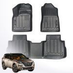 TRX AUTO 3D Car Floor Mats For Nissan X Trail 2022 To 2024 2025 Set Of 4 With Trunk Mat | All Weather Protection | Black TPE Car Floor Mats | Accessories For Nissan Xtrail 2024 |