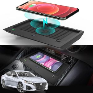 TRX AUTO Center Console Wireless Charger For Nissan Altima L34 2019 2020 2021 2022 2023 2024 | QiWireless Charger Tray | Nissan Altima Accessories 2024