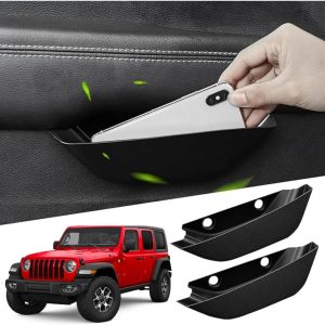 TRX AUTO Door Handle Storage Tray Organizer For Jeep Wrangler & Gladiator JLU, JL & JT | 2018-2024 Wrangler | 2020-2024 Gladiator | Jeep Wrangler Interior Accessories