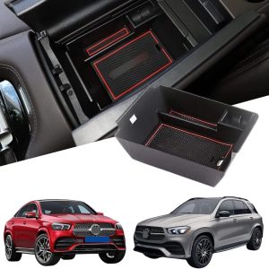 TRX AUTO Center Armrest Console Organizer For Mercedes Benz GLE Class 2020-2023 GLE W167, GLE COUPE 2020-2022 | Center Storage Box Organizer Tray | Mercedes Benz Accessories