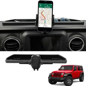 TRX Auto Dashboard Phone Holder With Storage Tray For Jeep Wrangler & Gladiator JLU, JL & JT 2018 To 2024 | Jeep Wrangler Accessories