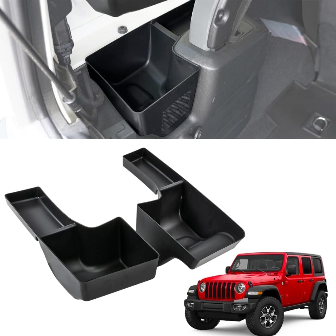 TRX AUTO Rear Trunk Organizer Bin Easy Instalation FOR Jeep Wrangler | Wheel Well Storage Bin Rear Trunk Organizer Tray | For JLU & JL 2018-2024 | Jeep Wrangler Accessories |