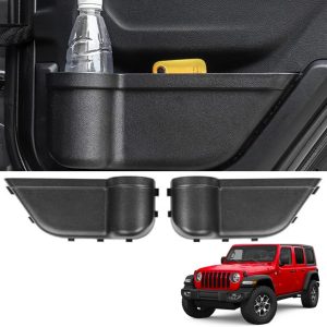 Back Door Storage Pocket Organizer with Bottle Holder | For Jeep Wrangler JL JT Models 2018 2019 2020 2021 2022 Jeep Wrangler JL 4XE JLU Rubicon Sport Sahara Gladiator JT | Accessories