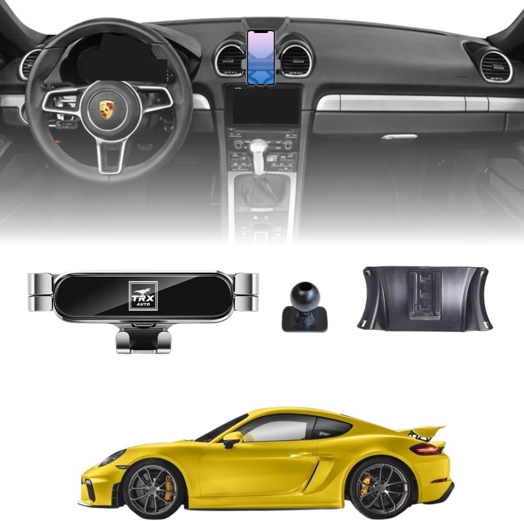 TRX AUTO Phone Holder Mount With Gravity Phone Holder For Porsche Boxster, Cayman 718 2016 To 2024 | Porsche Cayman Accessories | Porsche Boxster Accessories