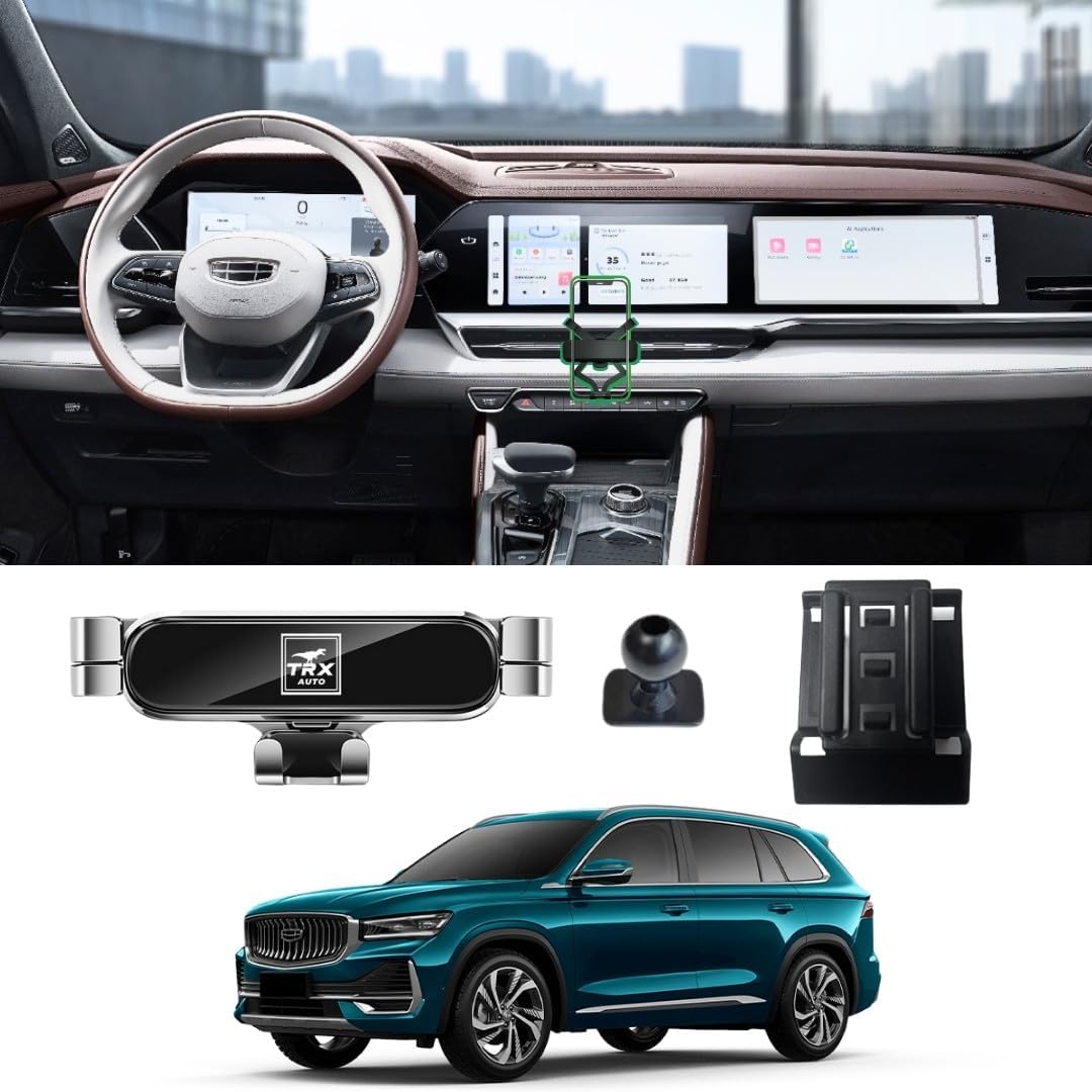 TRX AUTO Phone Holder Mount With Gravity Phone Holder For Geely Monjaro 2021 To 2025 | Geely Monjaro Accessories 2024 | Monjaro Mobile Phone Holder