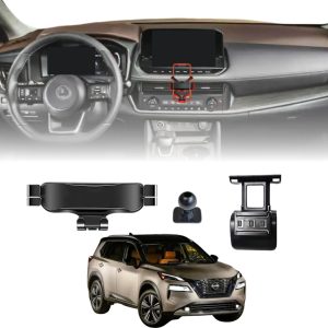 TRX AUTO Phone Holder Mount With Gravity Phone Holder For Nissan Xtrail 2021 To 2025 | Nissan X Trail Accessories | X-Trail Mobile Phone Holder