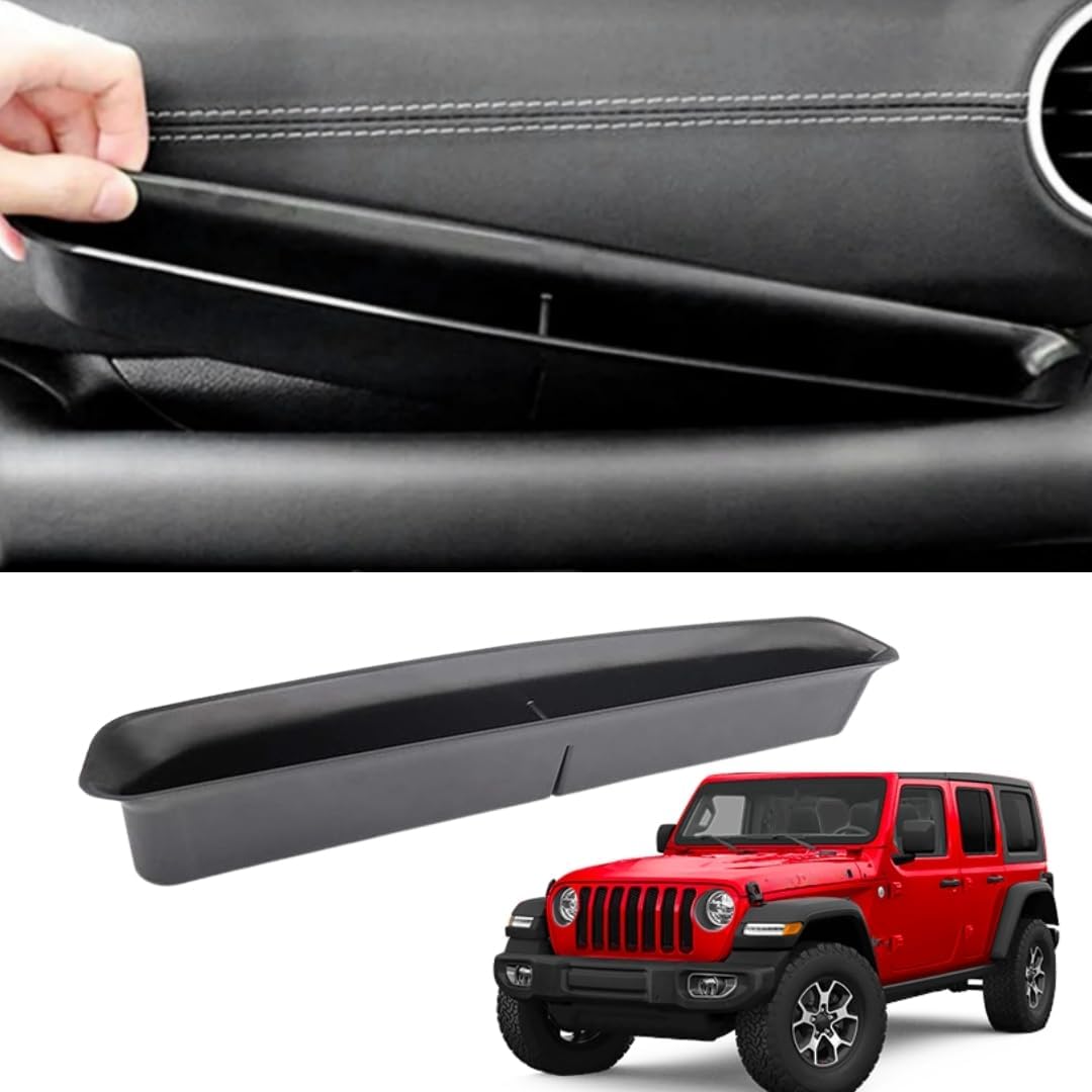 TRX AUTO Grab Handle Storage Tray Passenger Side with Compartment For Jeep Wrangler JLU, JL & JT Gladiator | Jeep Wrangler Interior Accessories | From 2018-2024 Wrangler
