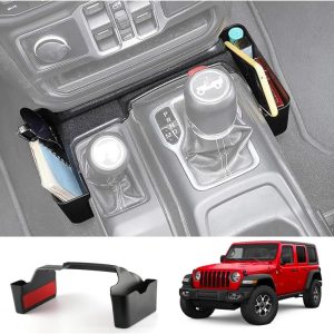 TRX AUTO Gear Side Storage box for Jeep Wrangler JL & JT Model Year 2018-2024 | Gear Both Side Organizer Tray For Extra Storage | Current Wrangler JL JLU & Gladiator JT Interior Accessories